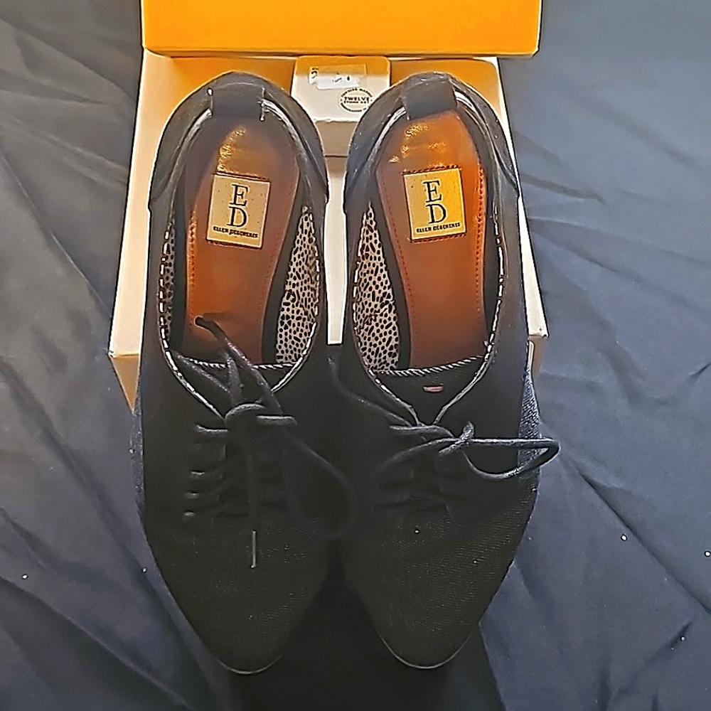 ED by Ellen Kulver Black True Demin Oxfords. Size 7W.